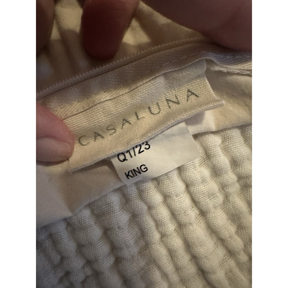 Casaluna King Textured Solid White Cotton Rectangular Pillow Sham Bedding - Picture 5 of 7